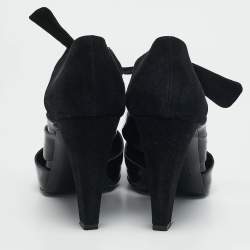 Balenciaga Black Patent Leather and Suede Cut Out Pumps Size 38.5