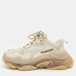 Balenciaga Off white Knit Fabric Speed Trainer Sneakers Size