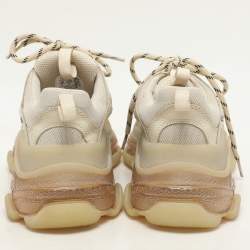 Balenciaga Beige Nubuck and Mesh Triple S Sneakers Size 37