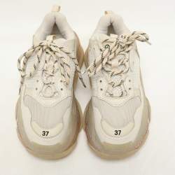 Balenciaga Beige Nubuck and Mesh Triple S Sneakers Size 37