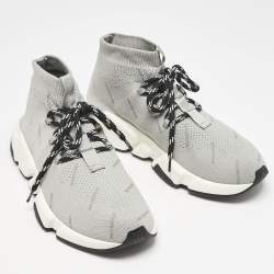 Balenciaga Grey Knit Fabric Speed Trainer Sneakers Size 37