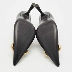مملوكة مسبقًا Balenciaga Black Leather Knife BB Pointed Toe Pumps Size 36