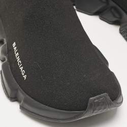 Pre Owned Balenciaga Black Knit Fabric Speed Trainer Sneakers Size 39