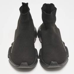 Pre Owned Balenciaga Black Knit Fabric Speed Trainer Sneakers Size 39