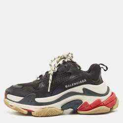 Balenciaga Black Leather and Mesh Triple S Sneakers Size 35