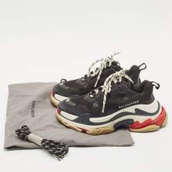 Balenciaga Black Leather and Mesh Triple S Sneakers Size 35
