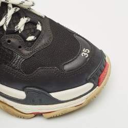 Balenciaga Black Leather and Mesh Triple S Sneakers Size 35