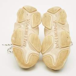 Balenciaga Beige Nubuck Leather and Mesh Triple S Sneakers Size 37