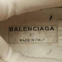 Balenciaga Beige Nubuck Leather and Mesh Triple S Sneakers Size 37