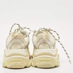 Pre Owned Balenciaga Grey Mesh and Nubuck Leather Triple S Clear Low Top Sneakers Size 37