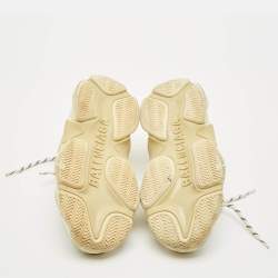 Pre Owned Balenciaga Grey Mesh and Nubuck Leather Triple S Clear Low Top Sneakers Size 37