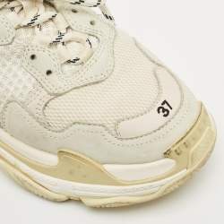 Pre Owned Balenciaga Grey Mesh and Nubuck Leather Triple S Clear Low Top Sneakers Size 37