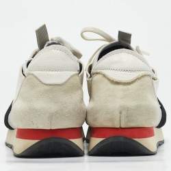 Balenciaga White Mesh and Leather Race Runner Sneakers Size 41