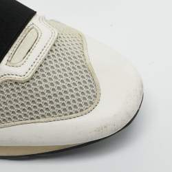 Balenciaga White Mesh and Leather Race Runner Sneakers Size 41