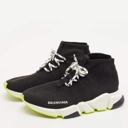 Balenciaga Black Knit Fabric Speed Trainer Sneakers Size 40