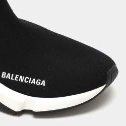 Pre Owned Balenciaga Black Knit Fabric Speed High Top Sneakers Size 36