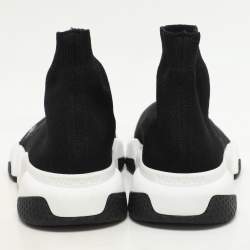 Pre Owned Balenciaga Black Knit Fabric Speed High Top Sneakers Size 36