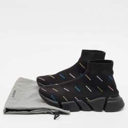 Balenciaga Black Knit Fabric Speed Trainer Sneakers Size 38