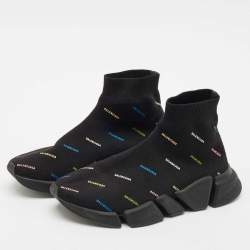 Balenciaga Black Knit Fabric Speed Trainer Sneakers Size 38