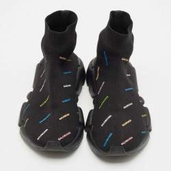 Balenciaga Black Knit Fabric Speed Trainer Sneakers Size 38