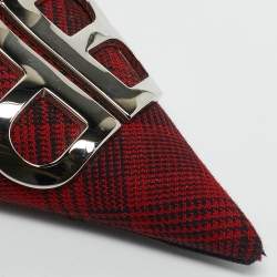 Balenciaga Red/Black Checked Fabric Knife Pointed Toe D'orsay Pumps Size 41
