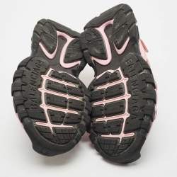 Balenciaga Pink/Black Rubber and Faux Leather Track Sandals Size 36