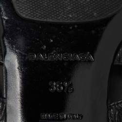 Balenciaga Black Studded Leather Arena Strappy Flat Slides Size 36.5