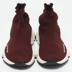 Balenciaga Burgundy Knit Fabric Speed Trainer Slip On Sneakers Size 39