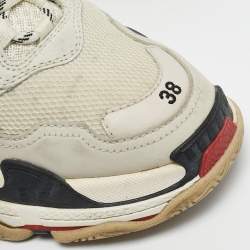 Balenciaga Grey Mesh and Nubuck Leather Triple S Clear Low Top Sneakers Size 38