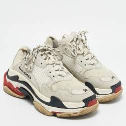Balenciaga Grey Mesh and Nubuck Leather Triple S Clear Low Top Sneakers Size 38