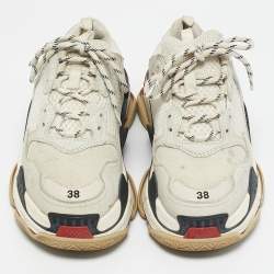 Balenciaga Grey Mesh and Nubuck Leather Triple S Clear Low Top Sneakers Size 38