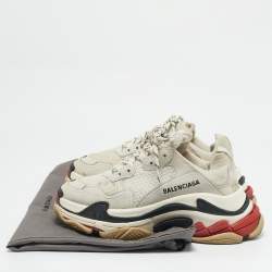 Balenciaga Grey Mesh and Nubuck Leather Triple S Clear Low Top Sneakers Size 38