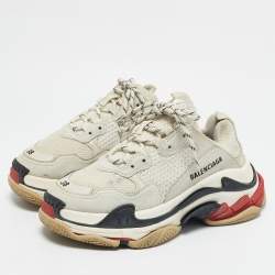 Balenciaga Grey Mesh and Nubuck Leather Triple S Clear Low Top Sneakers Size 38