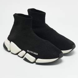 Balenciaga Black Knit Fabric Speed High Top Sneakers Size 39