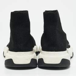 Balenciaga Black Knit Fabric Speed High Top Sneakers Size 39