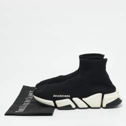 Balenciaga Black Knit Fabric Speed High Top Sneakers Size 39