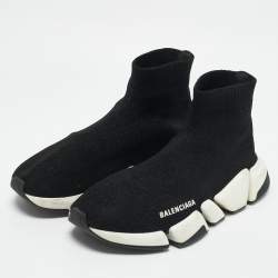 Balenciaga Black Knit Fabric Speed High Top Sneakers Size 39
