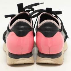 Balenciaga Black Leather and Mesh Race Runner Low Top Sneakers Size 36