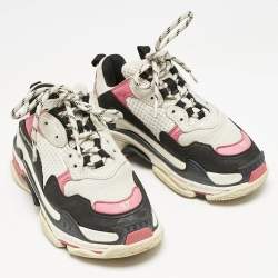 Balenciaga Multicolor Mesh and Nubuck Leather Triple S Sneakers Size 37
