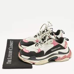 Balenciaga Multicolor Mesh and Nubuck Leather Triple S Sneakers Size 37