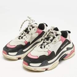 Balenciaga Multicolor Mesh and Nubuck Leather Triple S Sneakers Size 37