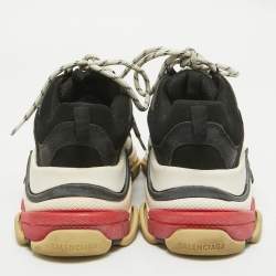 Balenciaga Black Faux Leather and Mesh Triple S Sneakers Size 38
