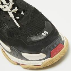 Balenciaga Black Faux Leather and Mesh Triple S Sneakers Size 38