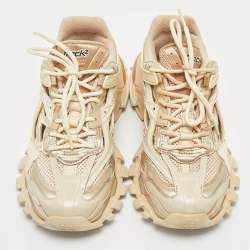 Balenciaga Beige Faux Leather and Mesh Track 2 Low Top Sneakers Size 38