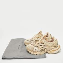 Balenciaga Beige Faux Leather and Mesh Track 2 Low Top Sneakers Size 38