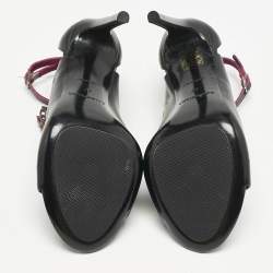 Balenciaga Black/Pink Lasercuts Leather Glove  Sandals Size 37