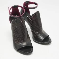 Balenciaga Black/Pink Lasercuts Leather Glove  Sandals Size 37
