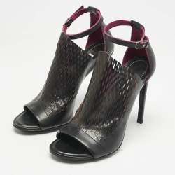 Balenciaga Black/Pink Lasercuts Leather Glove  Sandals Size 37