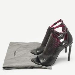 Balenciaga Black/Pink Lasercuts Leather Glove  Sandals Size 37