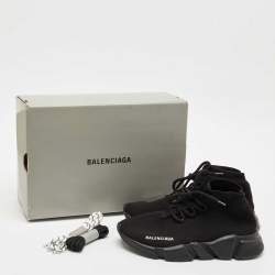 Balenciaga Black Knit Fabric Speed Trainer Sneakers Size 38